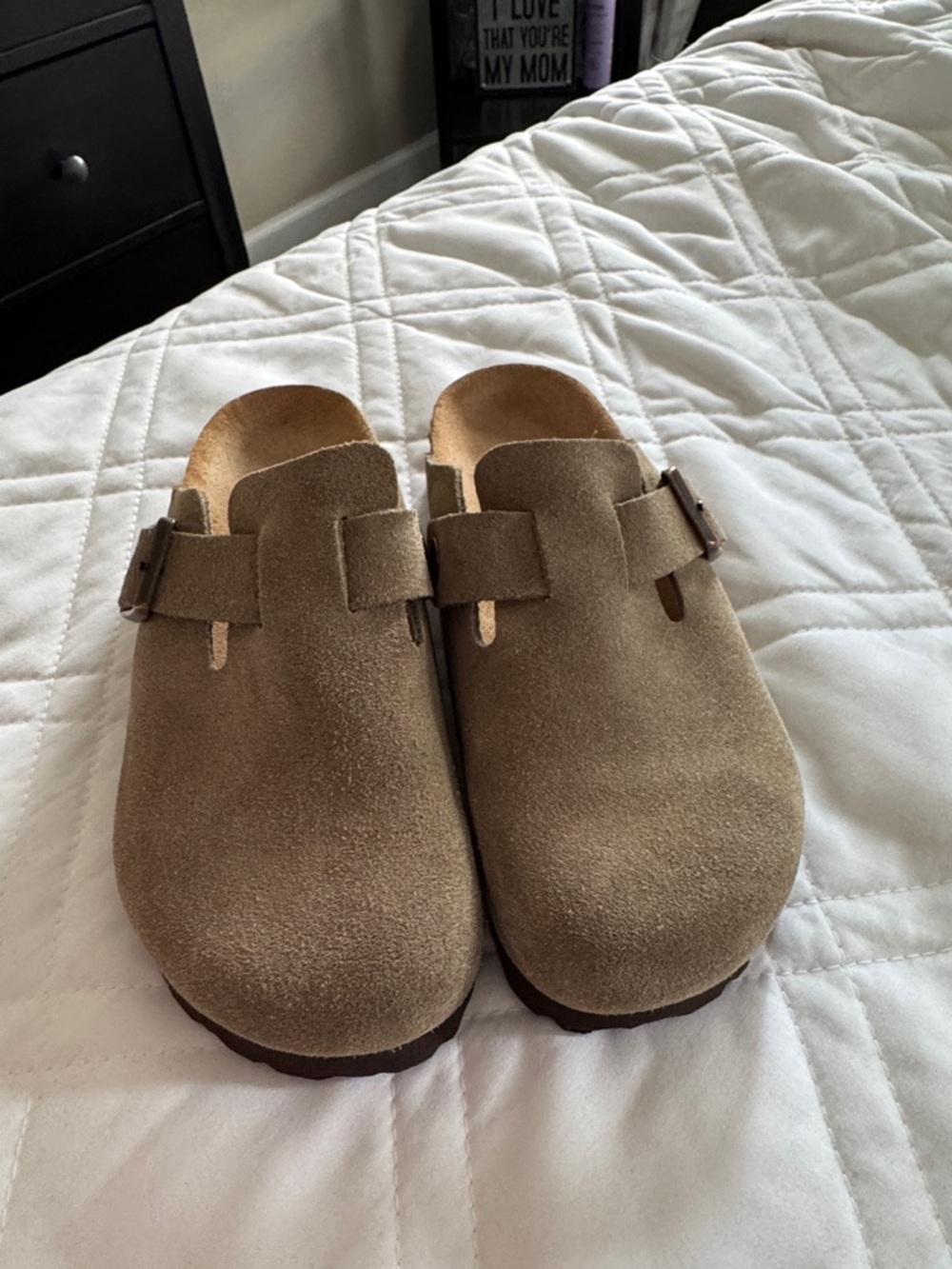 Birkenstock women’s Boston Suede Slip-On Clog in Taupe with Buckle size 36 NWOT - Picture 3 of 6